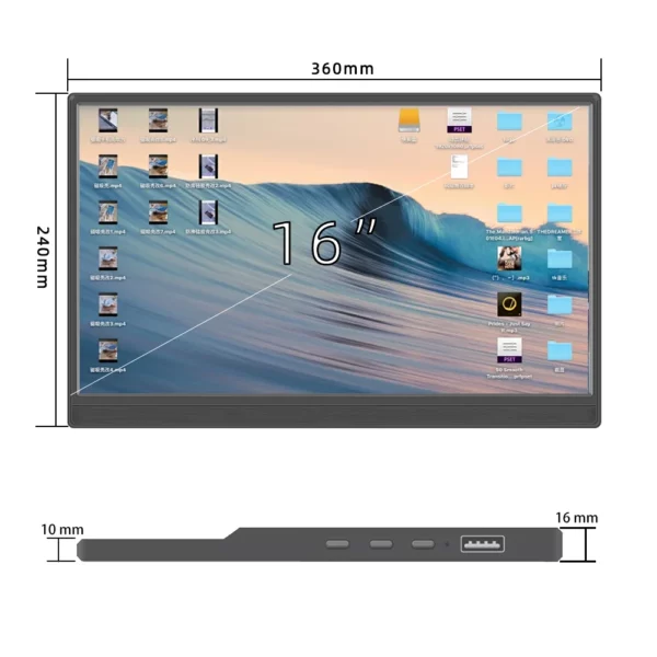 Écran tactile Portable 14/15.6/16 pouces, panneau FHD IPS, affichage secondaire, moniteur d'ordinateur type-c HDMI pour ordinateurs portables Xbox Switch – Image 10