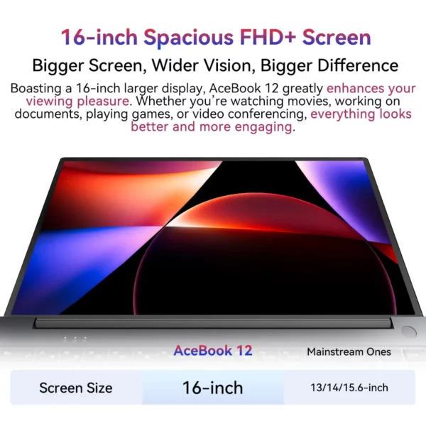 [Première mondiale] Ordinateur portable Blackview AceBook 12 Win 11 Pro 16'' 1920*1200, ordinateur portable Intel I5-1030NG7, 16 Go 512 Go, 5000 mAh – Image 3