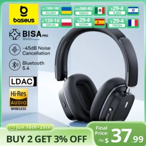 Baseus Bowie 30 Max casque Bluetooth 45dB suppression du bruit hi-res LDAC sur l'oreille casque 3D Audio spatial écouteur sans fil
