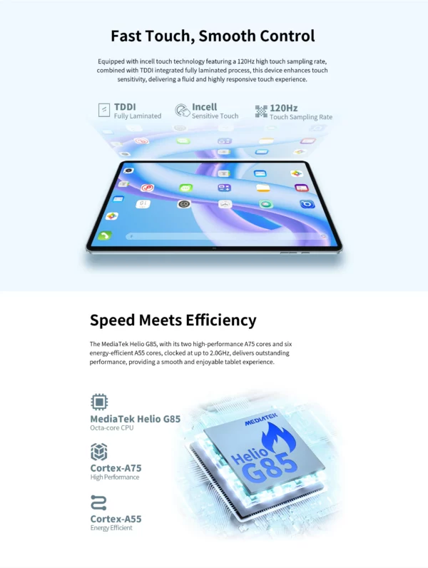 Teclast M50 Plus tablette 10.1 "écran 6GB 128GB Helio G85 8 cœurs 7000mAh batterie Android 14 double SIM GPS onglet Version mondiale – Image 14