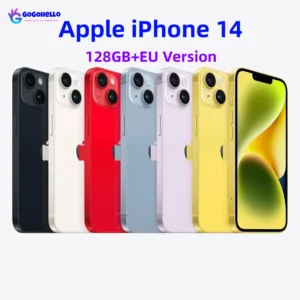 Apple iPhone 14 Original débloqué, Version ue, 1SIM + eSIM, 128 go, 6.1 pouces, Super Retina OLED, identification faciale, NFC A15, 5G, nouveau, 98%