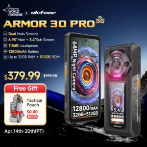 【Première mondiale】Ulefone Armor 30 Pro 5G Téléphone robuste Android 14 Smartphone 6,9" 120Hz 32GB+512GB 12800mAh Caméra nocturne 64MP NFC MTK Dimensity 7300X 66W Téléphone portable