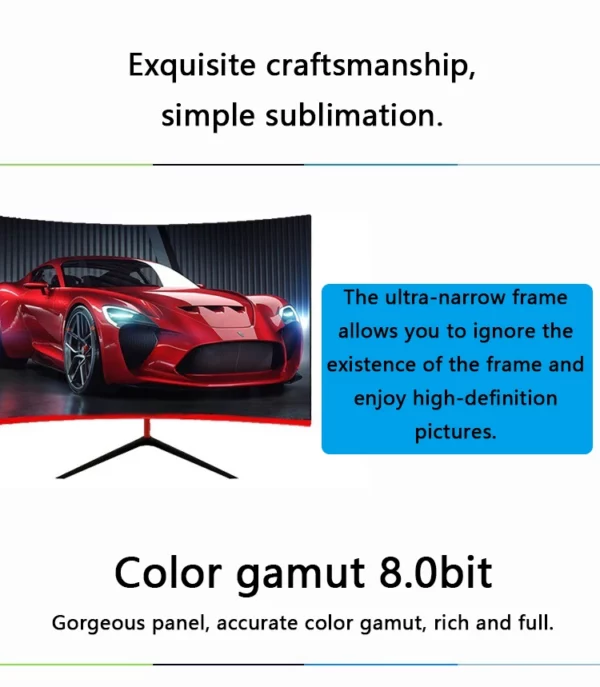 Écran LCD incurvé gaming HD 165 p, IPS, 24 pouces, 1080 hz, avec affichage de bureau, 1MS, HDMI – Image 13