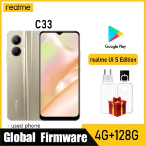 OPPO Realme c33 smartphone firmware mondial 6.5 "4GB 128GB 50MP + 5MP realme UI S édition double SIM 5000mAh téléphone utilisé