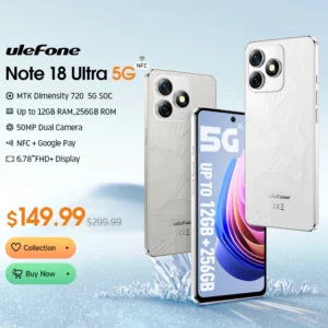 Ulefone-Smartphone Android Note 18 Ultra 5G, 12 Go de RAM, 6 + 6 Go, 256 Go, Dean, 6.78 ", NDavid, 50MP, MTK Dimrespond720, Nouveau