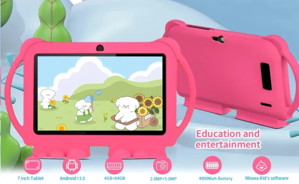 Nouveau 5G WIFI 7 pouces tablette pour enfants 4GB + 64GB ROM Mini Pad Quad Core double caméra étui de protection pour enfants tablettes Android 13 – Image 9