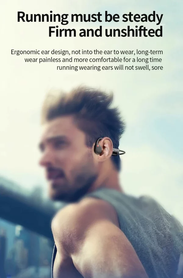 Écouteurs à Conduction osseuse, Bluetooth, sans fil, étanche IPX8, lecteur MP3, Hifi, crochet d'oreille, casque avec micro, pour la natation – Image 32