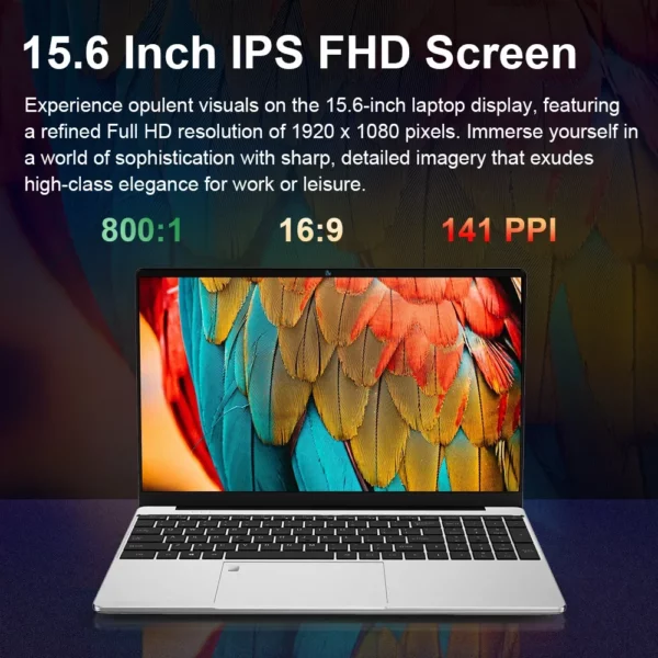 Ordinateur portable Intel N5095 15.6 pouces 16GB RAM 1 to SSD DDR4 Windows 11 déverrouillage par empreinte digitale clavier rétro-éclairé caméra HD BT4.2 ordinateur PC – Image 39