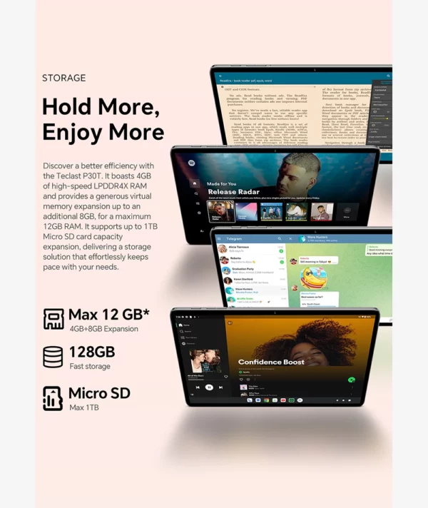Teclast tablette P30T étui Android 15 10.1 "IPS Max 12GB RAM 128GB ROM T606 8 cœurs P30TCase/clavier/souris/stylet/casque/support – Image 14