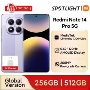 Premiere mondial Redmi Note 14 Pro 5G Version mondiale Smartphone Dimensity 7300-Ultra NFC 200MP Caméra 1.5K 120Hz AMOLED Display