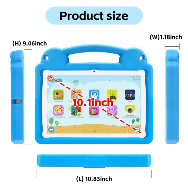 ANRY-Tablette Android 15 pour enfants, tablettes à écran HD, cadeaux pour enfants, 8 Go de RAM, 4 + 4 extensions, 64 Go, Dean A523, 2025 GHz, 10.1 Mah, 2.0 pouces, 5000 – Image 18