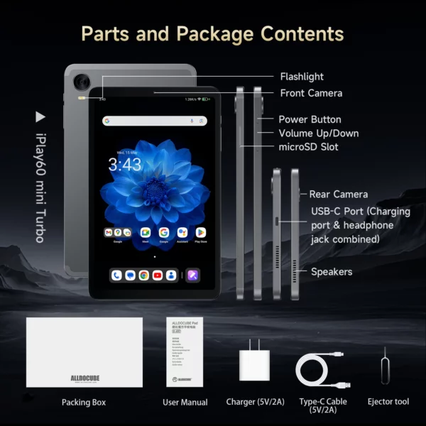 Alldocube iPlay60 Mini Turbo 8.4 pouces Snapdragon 6Gen 1 tablette Android14 8GB + 8GB mémoire virtuelle RAM + 128GB ROM Widevine L1 – Image 16