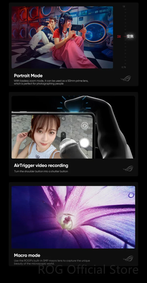 Première mondiale ASUS ROG Phone 9 5G Smartphone Snapdragon 8 Elite 6.78 ''185Hz AMOLED Display ROG 9 Pro 5800mAh NFC téléphone portable – Image 30
