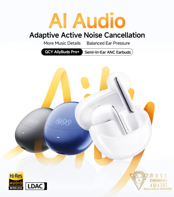 QCY-Écouteurs sans fil AilyBuds Pro+ ANC, HT10, Hi-Res Audio, AC Sat, Bluetooth 5.3, 6 micros, AI, HD, appel, connexion multipoint – Image 31