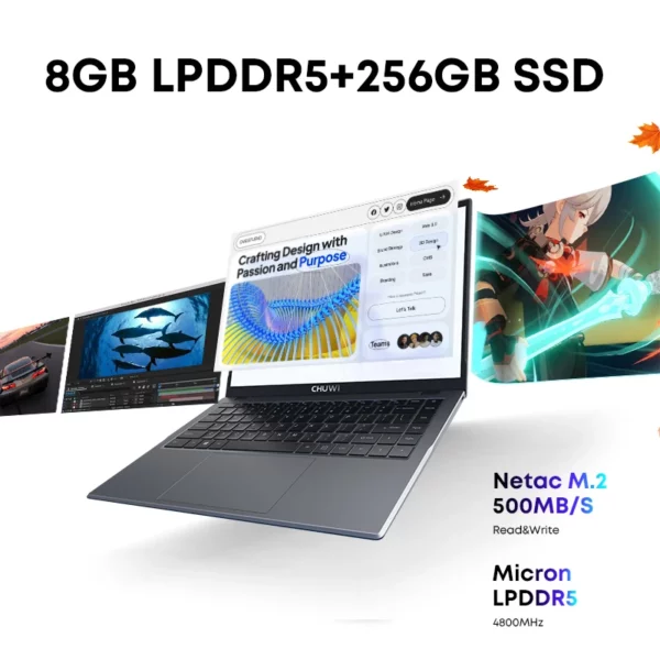 CHUWI-Ordinateur Portable GemiPleXPro, Processeur Intel N100, 600 GPU, Écran de 14.1 Pouces, 8 Go de RAM, 256 Go de SSD, avec Ventilateur de Refroidissement, Windows 11 – Image 5