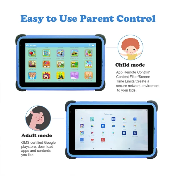 Tablette reconditionnée 7 ''Android tablette pour enfants 2GB 32GB 4 cœurs tablette utilisée pour les enfants 1024x600 IPS double Wifi 5G 3000mAh sans support – Image 17