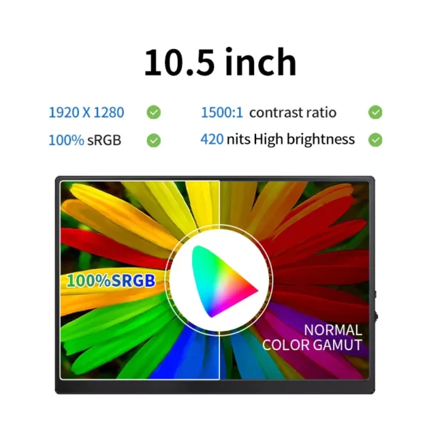 Moniteur de sécurité CCTV 10.5 pouces, écran LCD TFT 15:10 1920x1080 FHD, petit écran d'ordinateur TV pour PC CCTV avec Interface HDM VGA – Image 14