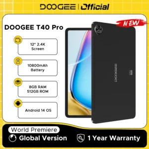 Doogee-Tablette T40 Pro, 12 ", IPS, 2.4K, 20 Go, 8 Go, 512 Go, Android 14, Helio G99, 6nm, 10800mAh, 18W Charge, 7.6mm, Ultra-mince, Première mondiale