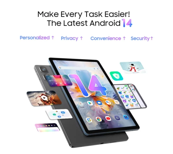 Tablette Blackview Tab 16 Pro  8 Go + 256 Go Écran 11'' FHD + Batterie 7700 mAh Android 14 Widevine L1 Unisoc T616 Tablette PC – Image 37