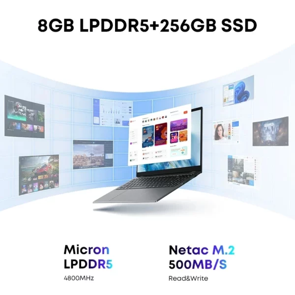 CHUWI-Ordinateur portable GemiPlePlus, 16 Go LPDDR5, SSD 512 Go, Intel Alder Lake N100 15.6, FHD 1920x1080, WiFi 6, Windows 11 – Image 5