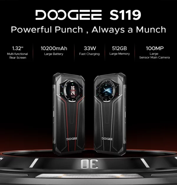 Doogee-Téléphone robuste S119, écran IPS FHD + 6.72 ", 8 Go, 512 Go, caméra principale AI 100MP, batterie 10200mAh, 33W, Android 14, NDavid, première mondiale – Image 11