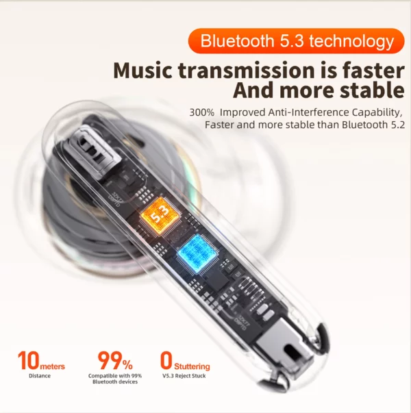 Écouteurs sans fil, QERE E38, nouveau TWS Bluetooth 5.3, Microphone HD, écouteurs HIFI, pilote 13mm, écouteurs étanches pour jeux à faible latence – Image 13