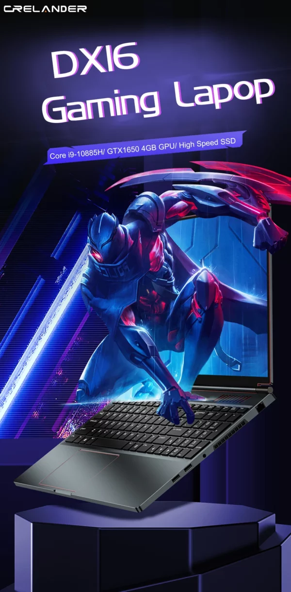 Ordinateur portable de jeu crelander 16,1 pouces Intel Core i9 10e génération NVIDIA Graphics GTX 1650 IPS écran 144hz ordinateur portable de jeu – Image 9