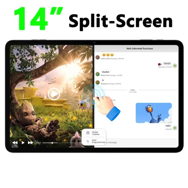 2025 nouveau 14 pouces grand écran Android 14 tablette PC 16gb + 512GB appel téléphonique 5G WIFI enfants Pad tablette pour classe éducative en ligne – Image 6