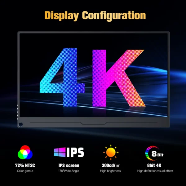 HOWENS 15.6 pouces 4K FHD écran de moniteur Portable double haut-parleurs HDR IPS RGB affichage de jeu pour ordinateur Portable commutateur Xbox PS4/5 avec support – Image 3