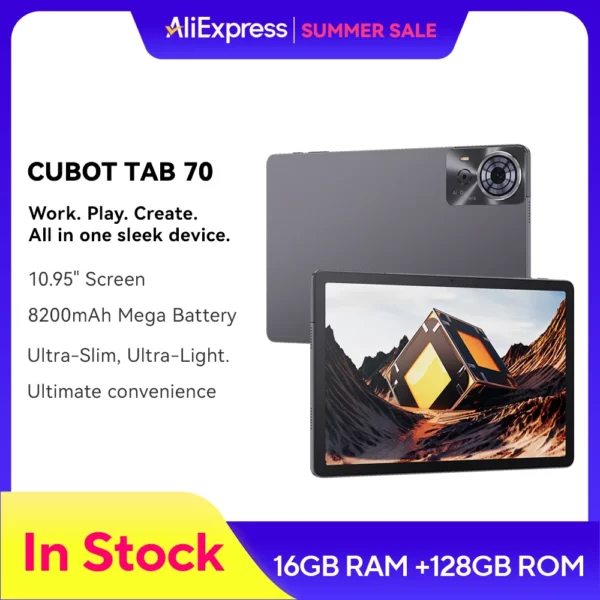 Cubot-Tablette TAB 70 Android 14 Octa-Core, 16 Go de RAM(6 Go + 10 Go), 2025 Go Dean, écran HD + 128 ", 10.95 mAh, GPS, nouveau, 8200 face ID, Face ID