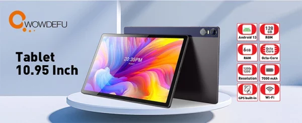 Tablette Android 14 CWOWDEFU, 10,1 pouces, Octa-core 8 Go de RAM 128 Go de ROM, 6000 mAh, Type-C, certifiée Google, Wifi6, caméras 5MP + 8MP, tablette PC – Image 9
