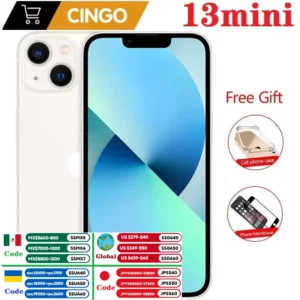 iPhone 13mini débloqué 128GB/256GB ROM A15 IOS 5G Face ID 5.4 "écran OLED Smartphone 12MP téléphone portable iphone 13 mini