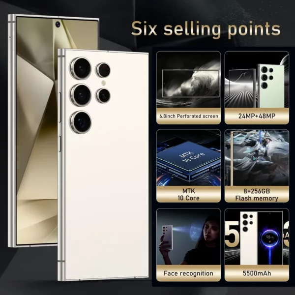 FUFFI S25 Pro Smartphone 5G téléphones portables système Android 12 écran 6.8 pouces 12GB + 512GB 24 + 48MP téléphone portable Google Play Store téléphone – Image 3