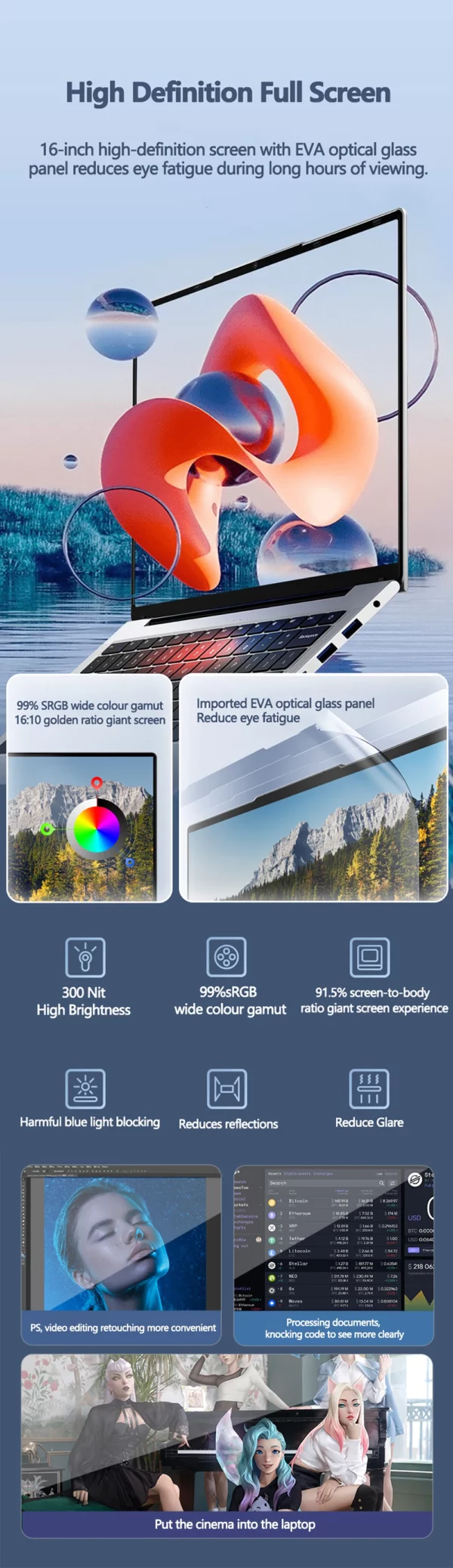 Ordinateur Portable de jeu 16 pouces Intel 5805 I9-11900H DDR4 Window11 32 RAM 2 to SSD HDMI HD caméra 8 cœurs 16 fils ordinateur Portable – Image 10