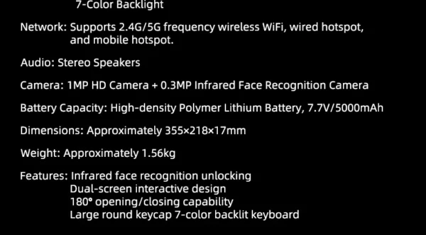 Ordinateur portable professionnel à reconnaissance faciale à double écran de 15,6 pouces + 7 pouces, RAW 32 Go SSD 2 To DDR4, 180 °   écran tactile haute définition rétroéclairé – Image 39