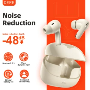 Écouteurs sans fil, QERE E38, nouveau TWS Bluetooth 5.3, Microphone HD, écouteurs HIFI, pilote 13mm, écouteurs étanches pour jeux à faible latence