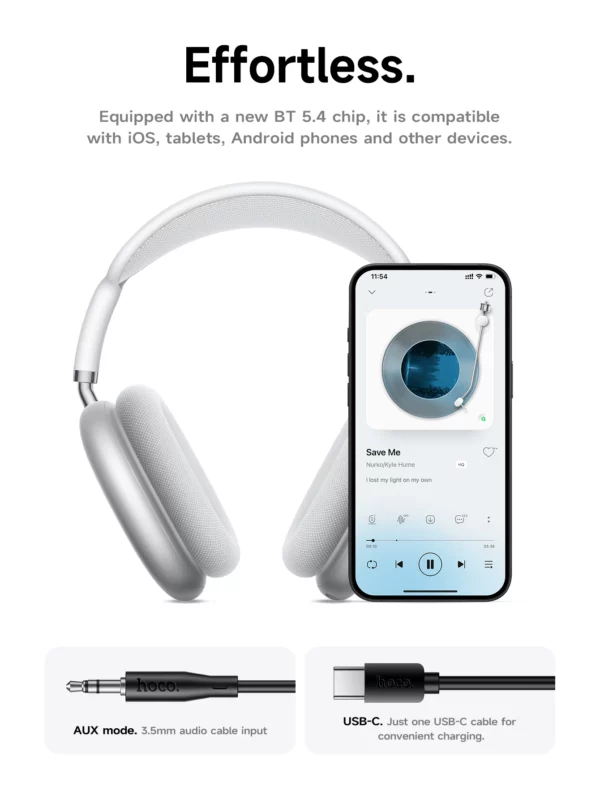 HOCO W65 Plus ANC réduction du bruit Bluetooth casque sur l'oreille sans fil grand écouteur Hifi sons Sport casques avec bouton – Image 21