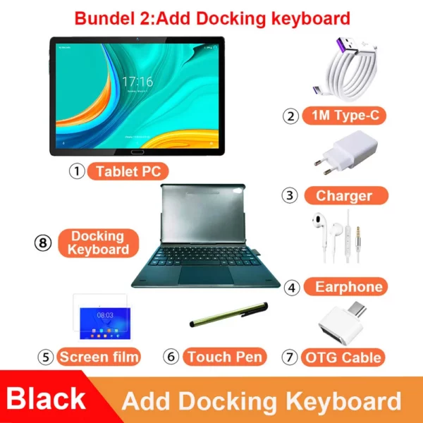 2025 nouveau Design 4G appel téléphonique 2 en 1 tablette clavier d'accueil tablette Android 10.5 "1920*1200 MT6797 10 cœurs 13MP + 5MP 7000mAH – Image 14