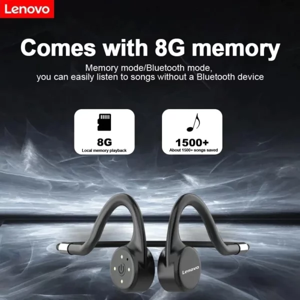 Lenovo X5 casque sans fil à Conduction osseuse intégré 8GB mémoire Bluetooth 5.0 écouteurs compatibles IPX8 casque étanche S – Image 3