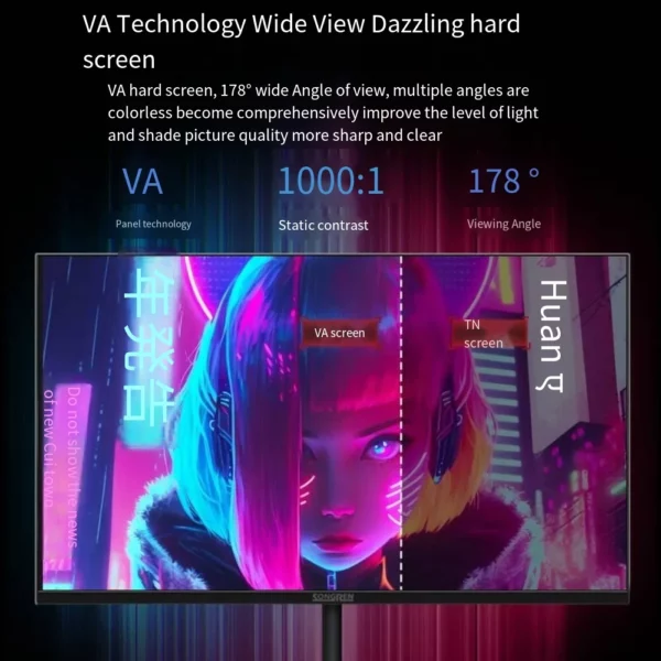 Moniteur LCD 24 pouces, résolution HDMI + VGA, 1920x1080/2560x1440, écran MVA/IPS, écran de bureau, moniteur 24 pouces, 75/165Hz – Image 7