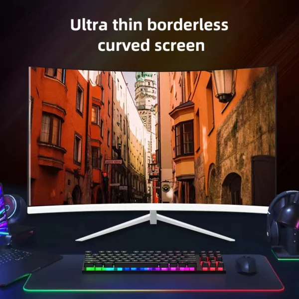 Souris de jeu ultralégère ou moniteur incurvé de 24 pouces, moniteurs d'ordinateur FHD(1920 × 1080p) 75HZ, grand angle de vision de 178 °, moniteur PC – Image 14