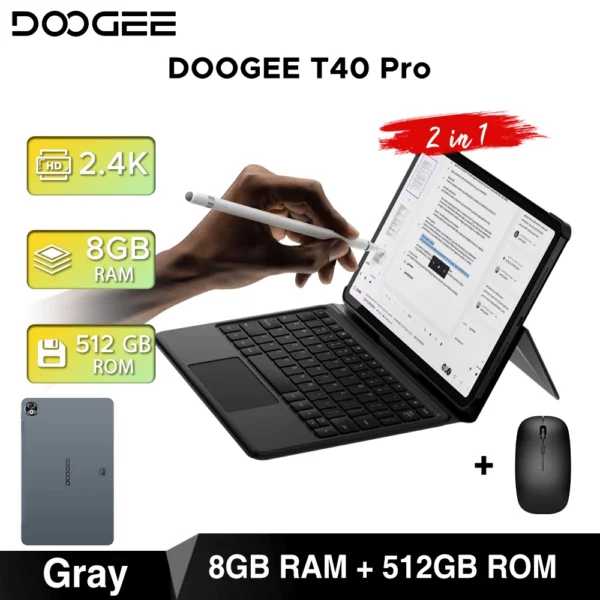 Doogee-Tablette T40 Pro, 12 ", IPS, 2.4K, 20 Go, 8 Go, 512 Go, Android 14, Helio G99, 6nm, 10800mAh, 18W Charge, 7.6mm, Ultra-mince, Première mondiale – Image 7