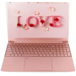 Ordinateur portable rose glamour 15,6" : Windows 11 Office Education, Intel Celeron N5095, 16 Go de RAM, SSD 1 To, double WiFi et lunette ultra-étroite
