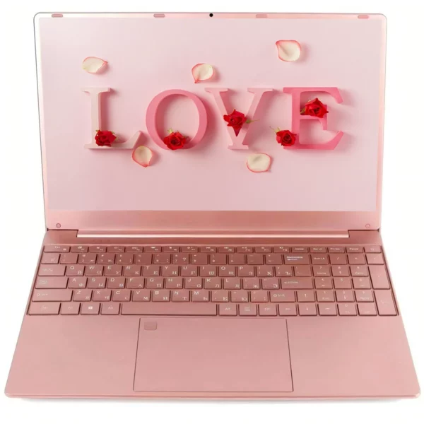 Ordinateur portable rose glamour 15,6" : Windows 11 Office Education, Intel Celeron N5095, 16 Go de RAM, SSD 1 To, double WiFi et lunette ultra-étroite