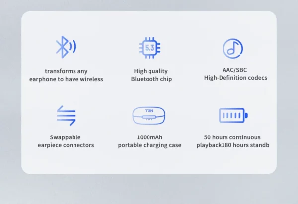 TRN BT20 Pro sans fil Bluetooth 5.3 HIFI écouteurs Module câble de mise à niveau/connecteur MMCX prise remplaçable crochet d'oreille pour Moondrop – Image 12