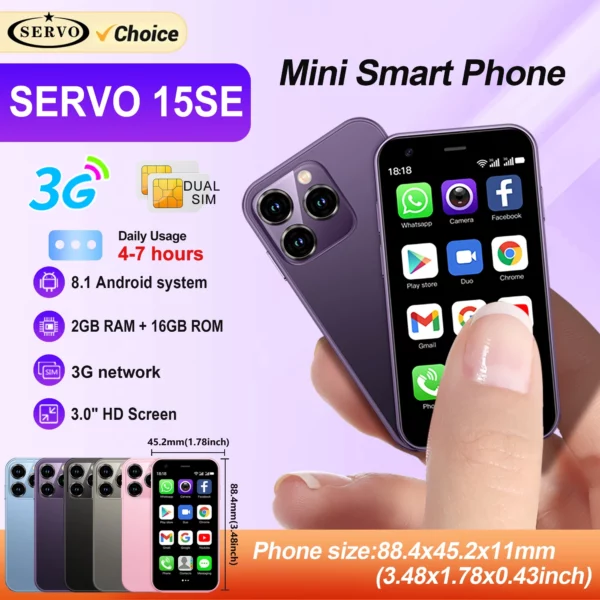 SERVO Mini Smartphone 3 "écran HD système Android 2GB RAM 16GB ROM Play Store 3G WCDMA cellulaire Super petits téléphones mobiles bon marché