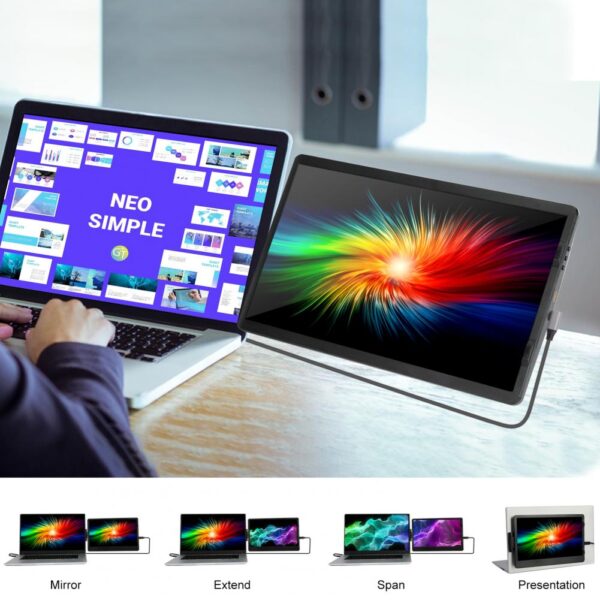 Écran d'extension pour ordinateur Portable 14.1 pouces, Support type-c 3.1 pliable FHD IPS, écran d'affichage de jeu pour téléphone Portable – Image 12