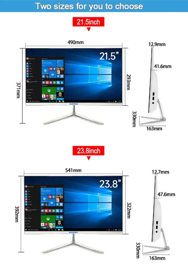 Ordinateur tout-en-un 1K 24 pouces (Intel Core 5095, RAM 8/16 Go, SSD 128/256/512/1024 Go, Windows 11 Pro), blanc, clavier anglais – Image 10