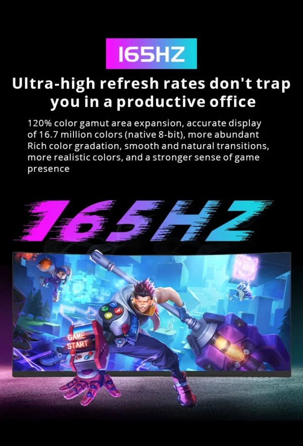 Moniteurs de jeu incurvés Oem, écran de studio, LED, 4K, 3440Hz, interface Johanna, 34 pouces, 1440x165, prix d'usine – Image 11
