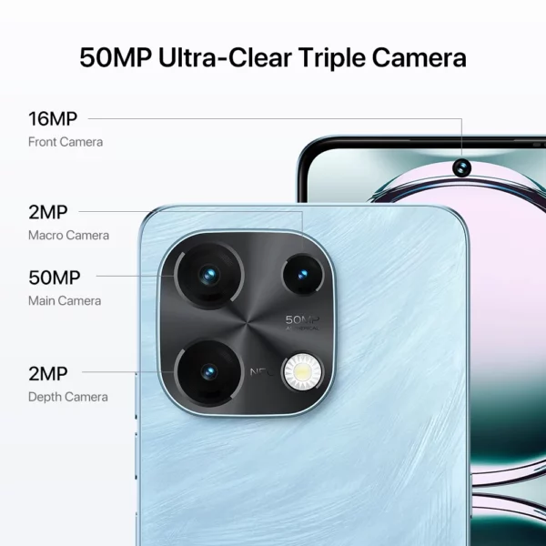 [Nouveau] UMIDIGI Note 100 Android 14 Smartphone 6.8 "HD + 120Hz 50MP caméra 8GB 256GB/6GB 128GB 20W 5000mAh double SIM NFC – Image 6
